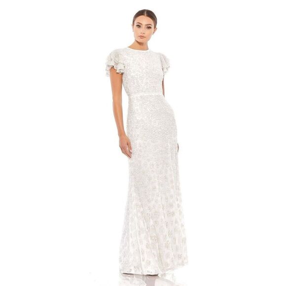 NWT Mac Duggal 10748 White Floral Beaded Gown Dress Size 4 $598 - Picture 2 of 14